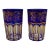 Mid 20th Century Saint St Louis Crystal France Rabat Blue Gold Gilded Tea Tumbles Glasses- Set of 2 For Sale