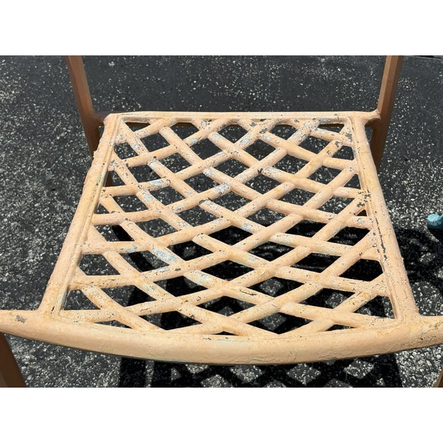Vintage Cast Aluminum Brightly Painted Outdoor Armchairs- Set of 6 For Sale - Image 16 of 18