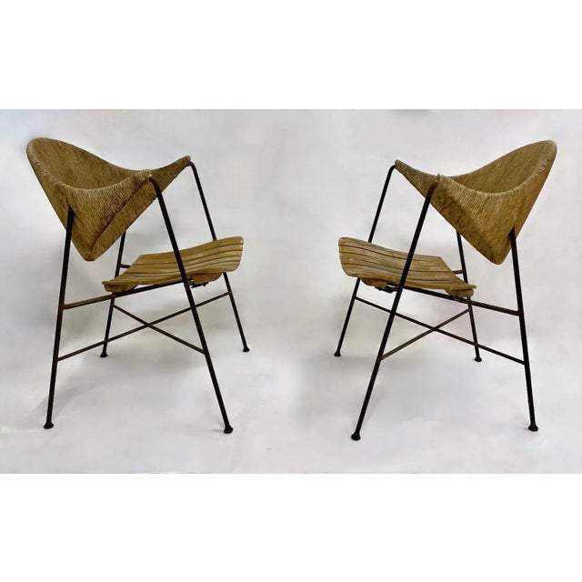Mid-Century Modern Pair of Mid-Century Modern Arthur Umanoff Iron/Hemp Chairs For Sale - Image 3 of 12