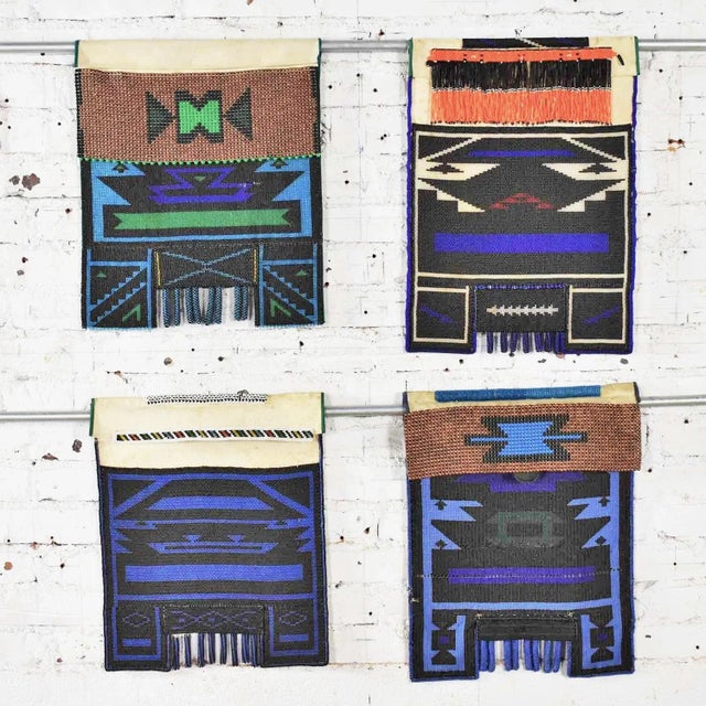 Vintage Ndebele Mapoto Beaded Aprons as Wall Sculpture From South Africa Canvas Backed, Set 4 For Sale - Image 13 of 13