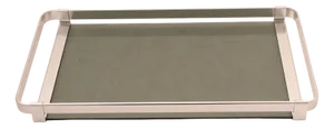 Steel and Smoked Glass Tray, Italy, 1960s