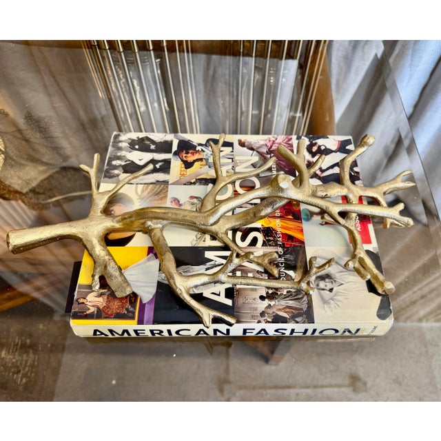 Metal organic shape winter decor handcrafted metal gold finish branch shaped decorative object, book topper, coffee...