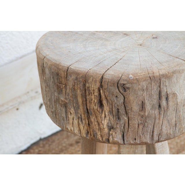 1990s Primitive Bleached Wood Zen Round Table For Sale - Image 5 of 6