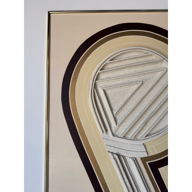 Large- 1980s Frank Stella-Style Mixed Media Geometric Relief Abstract Wall Art- Painting For Sale - Image 4 of 12