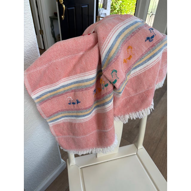 Vintage Bohemian Embroidered All Cotton Tablecloth or Throw For Sale - Image 10 of 11