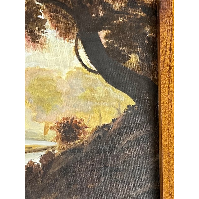 Brown Vintage Texas Folk Art Landscape in Rustic Wood Frame For Sale - Image 8 of 13