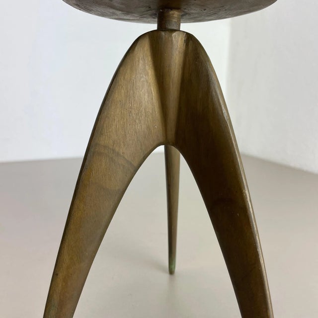 Brutalist German Sculptural Tripod Candleholder in Brass, 1970s For Sale - Image 9 of 16