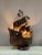 A hand wrought, mid-century "sailing galleon" table lamp made of iron, copper and brass metals. With its waving pennants...