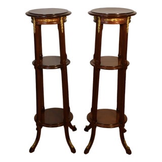 1930s Pair of French Mahogany Pedestals / Columns For Sale