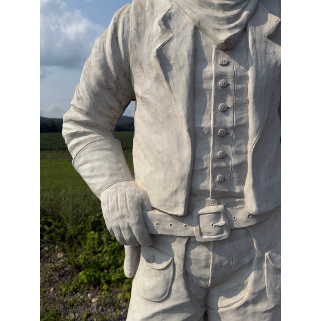 American Monumental Cast Concrete Cowboy Western Gunslinger Sculpture - 80 Inches - Lifesize For Sale - Image 3 of 18