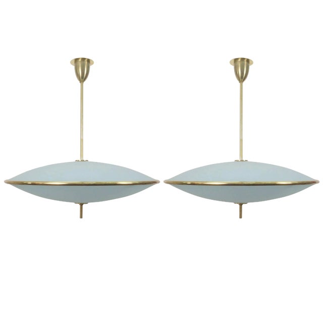 Etched Glass Chandeliers in the Style of Pietro Chiesa for Fontana Arte - A Pair For Sale