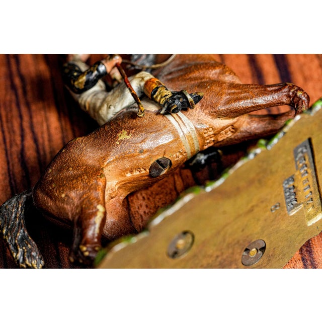 Exquisite Miniature Antique Austrian Cold Painted Bronze Polo Player on Horse Sports Statue Sculpture For Sale - Image 16 of 18