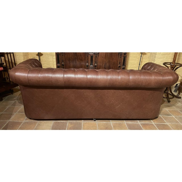 Vintage Chesterfield Three-Seater Sofa in Brown Leather, 2010s For Sale - Image 11 of 16