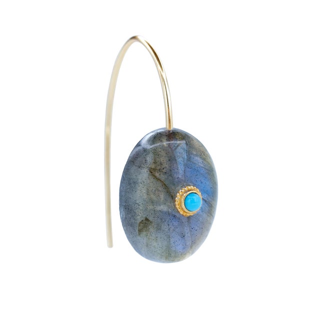 Modern Labradorite Turquoise Drop Earrings, Pair For Sale - Image 3 of 8