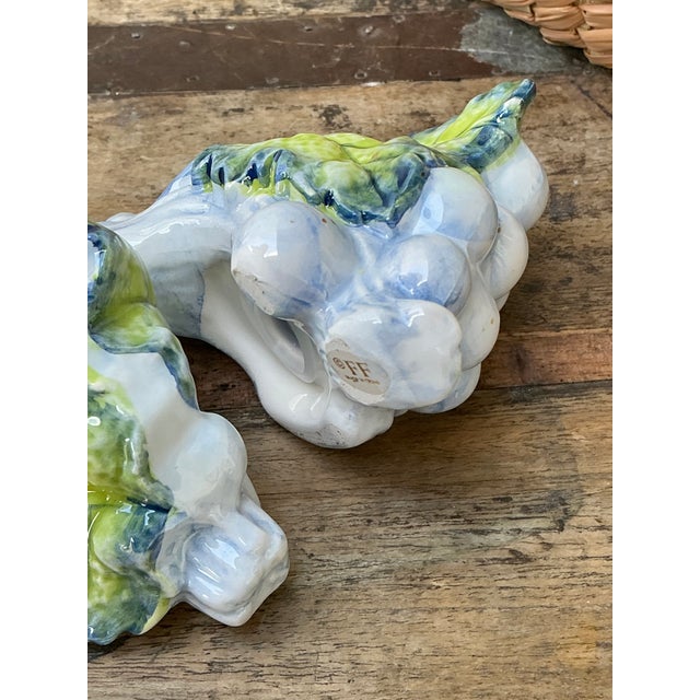 Vintage Glazed Ceramic Grape Leaf Salt and Pepper For Sale In West Palm - Image 6 of 12