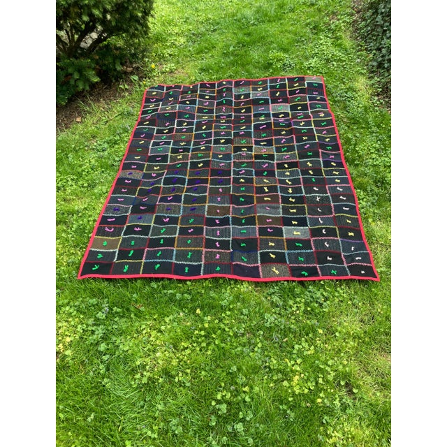 1900 - 1909 Antique Mens Suiting Quilt For Sale - Image 5 of 5