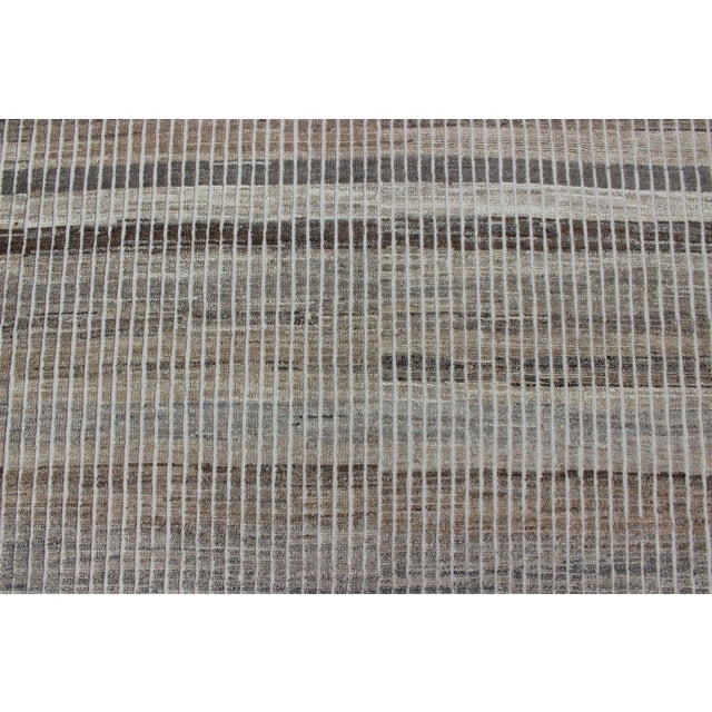 Early 21st Century Muted Taupe and Gray Casual Modern Rug With Combination of Kilim/Piled 10'8 X 14'0 For Sale - Image 5 of 16