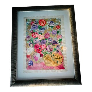 Framed Floral Water Color Signed, Signed Darr C 2010 For Sale