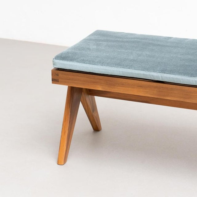 Civil Bench in Wood and Woven Viennese Cane with Cushion by P. Jeanneret for Cassina For Sale - Image 9 of 17