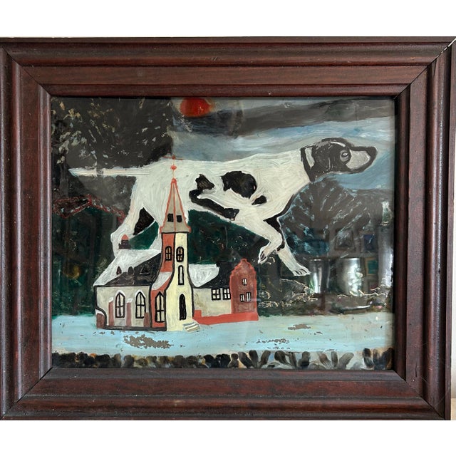 Abstract 1940s Abstract Painting on Glass of Hunting Dog For Sale - Image 3 of 5