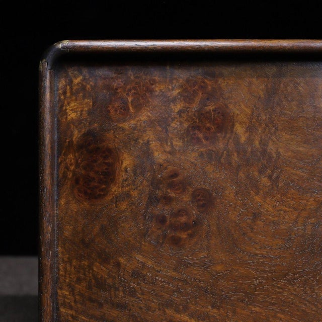Huali Rosewood Burl Wood Tray With Brass Corners For Sale - Image 9 of 10