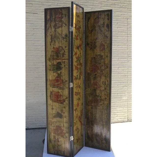 Late 19th Century Late 19th Century Three Panel Folding Screen Chinese Trade Signs For Sale - Image 5 of 13