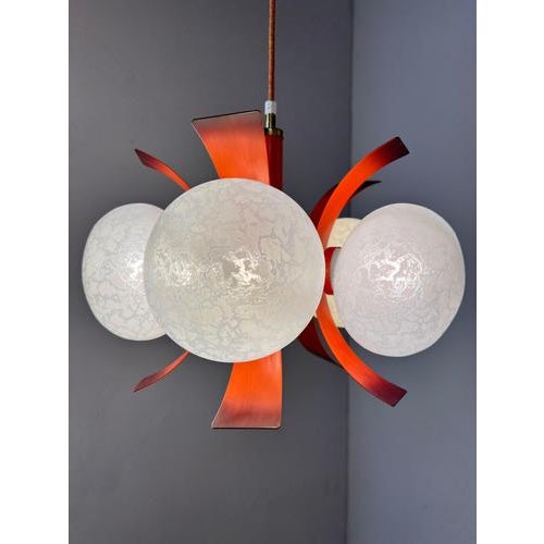 White and Orange Chandelier by Richard Essig For Sale - Image 4 of 11
