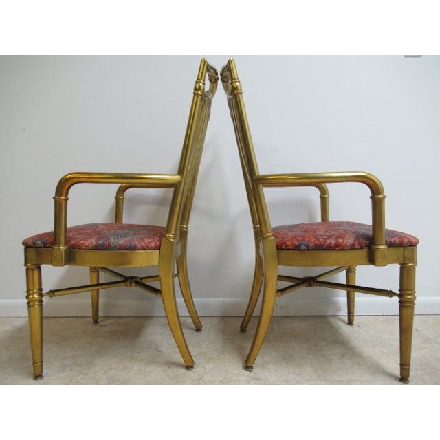Traditional Drexel Gold Regency Decorator Arm Chairs - a Pair For Sale - Image 3 of 9