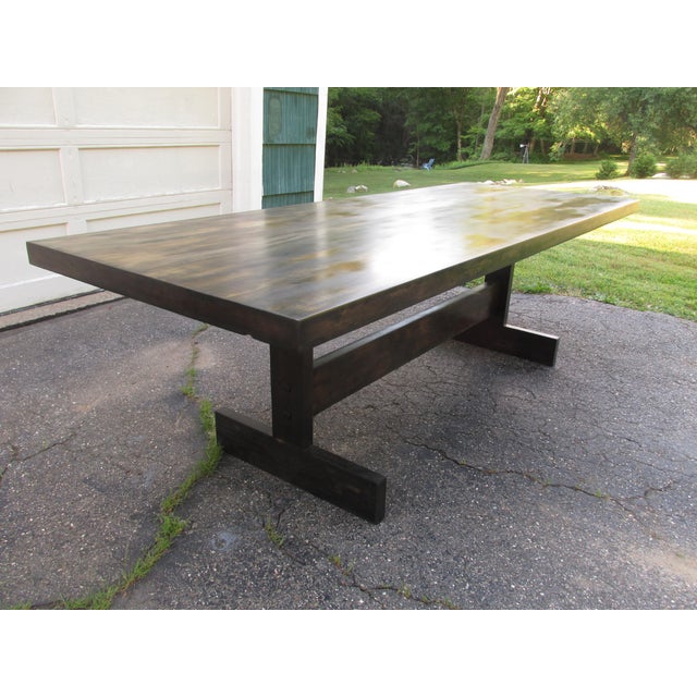 Mid-Century Modern Mid Century Trestle Style Dining Table Table, Eight Feet Long For Sale - Image 3 of 11