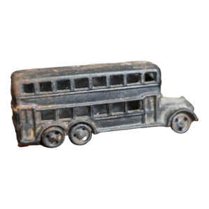1930s Cast Iron Double Decker Bus Figurine Toy
