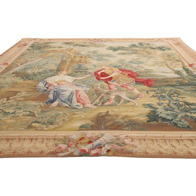 French Provincial Vintage Chinese Aubusson Tapestry, 08'07 X 09'07 For Sale - Image 3 of 9