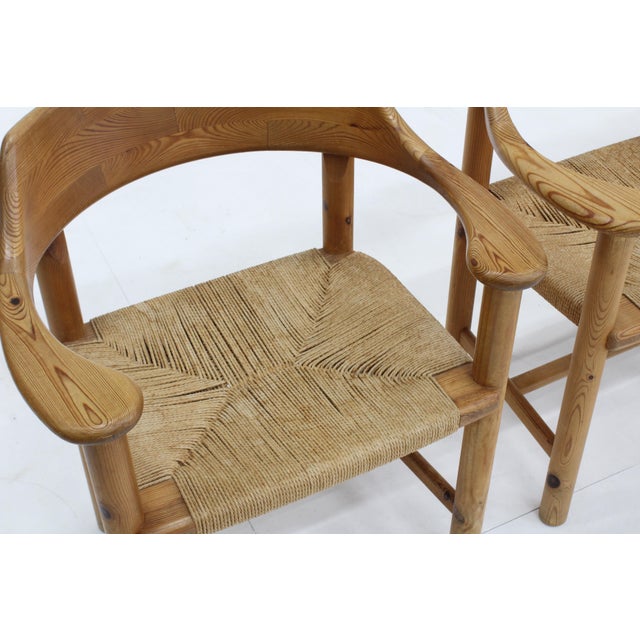 Vintage Dining Table and Dining Chairs in Pine and Papercord, 1970s, Set of 5 For Sale - Image 8 of 15
