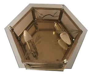Art Deco Brass Glass Ceiling Lamp, 1960s