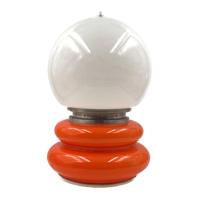 Space Age Orange Murano Glass Table Lamp, 1970s For Sale