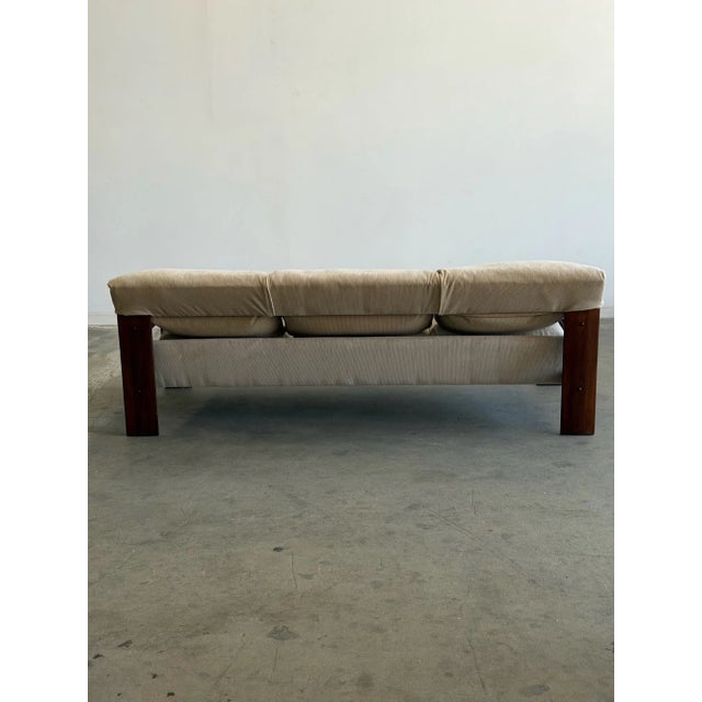 Beige Mid 20th Century Loveseat in Linear Velvet For Sale - Image 8 of 11