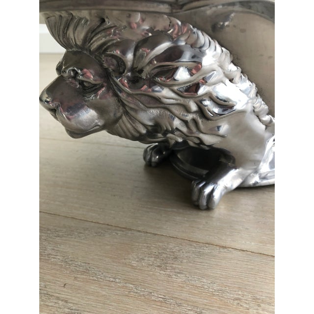 Modern Arthur Court Cast Aluminum Lion Centerpiece For Sale - Image 3 of 8