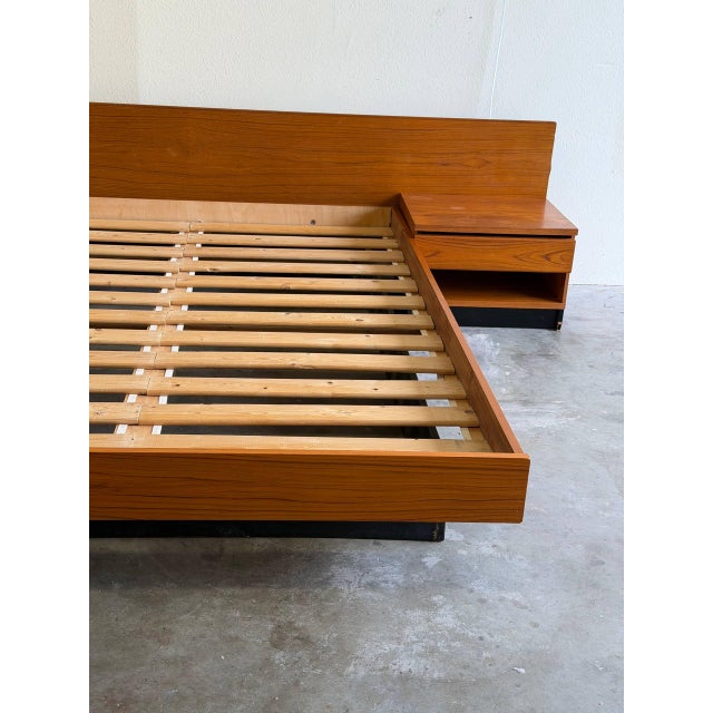 Mid-Century Modern Vintage Westnofa Norwegian Teak Queen Platform Bed With Nightstands For Sale - Image 3 of 10