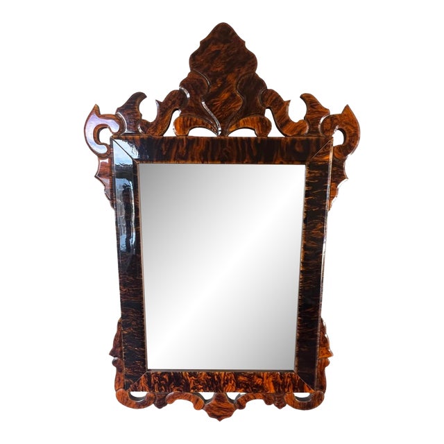 Vintage Rare Mid Century Modern 1970s Regent Faux Tortoise Shell Wall Mirror Regency For Sale