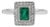 Octagon Cut Geometric Zambian Emerald Ring With Diamond Halo in Silver , Size 7.5 For Sale