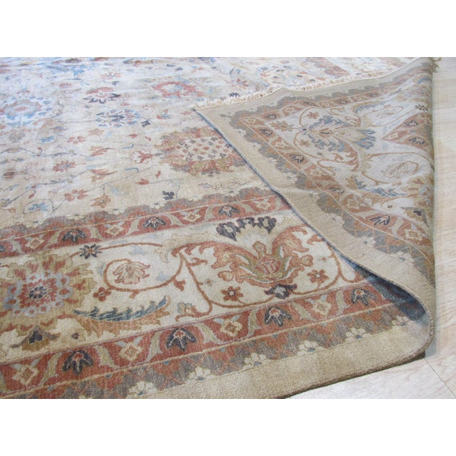 Indian Large Allover Decorative Modern Light Ivory Indian Agra Wool Area Rug Carpet For Sale - Image 3 of 4