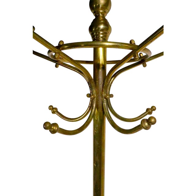 Early 20th Century Vintage Brass Coat Tree Rack Stand For Sale - Image 5 of 11