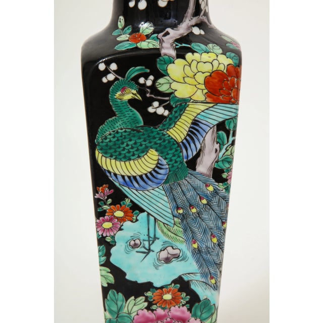 Early 20th Century Chinese Porcelain Black Ground Vase mounted as a Lamp, Qing Dynasty For Sale - Image 5 of 9