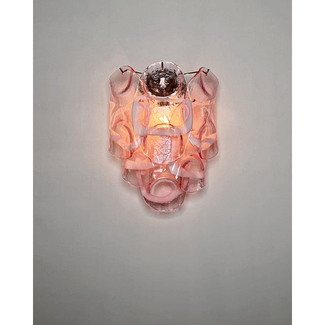 Vintage Italian Murano Wall Lights with Pink Lattimo Glasses, 1990s, Set of 2 For Sale - Image 6 of 14