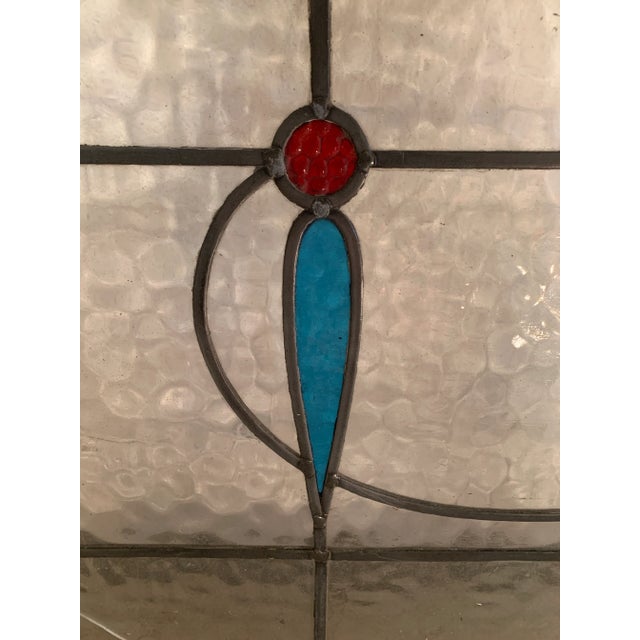 Glass Vintage Mid 20th Century Stained Glass Window For Sale - Image 7 of 12