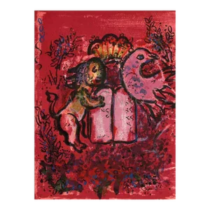 Chagall Original Lithograph Table of Laws Jerusalem Windows 1962
