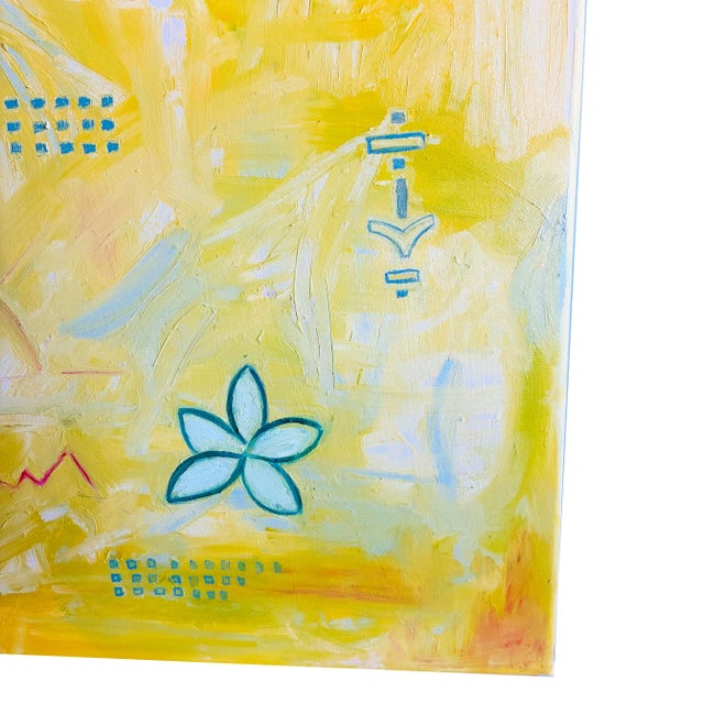 2020s Large Yellow Abstract Oil Painting, Original Contemporary Art on Canvas Golden Modern Wall Art, 24x30 Vertical Painting by Tatiana Duperault For Sale - Image 5 of 6