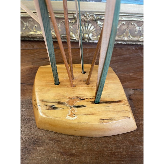 1980s Handcrafted Wooden Cattail a Sculpture by Wood N' Things, Minnesota Studio Craft Botanical Art For Sale - Image 10 of 10