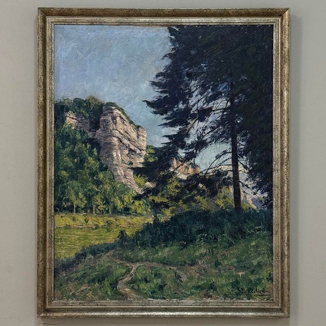 Framed Oil Painting on Canvas by Eugène Collignon (1876–1961) 'Banks of the Meuse River' For Sale In Dallas - Image 6 of 16
