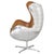 Modern Cruz Modern Egg Chair - Brown Leather and Metal Spitfire Shell For Sale - Image 3 of 8