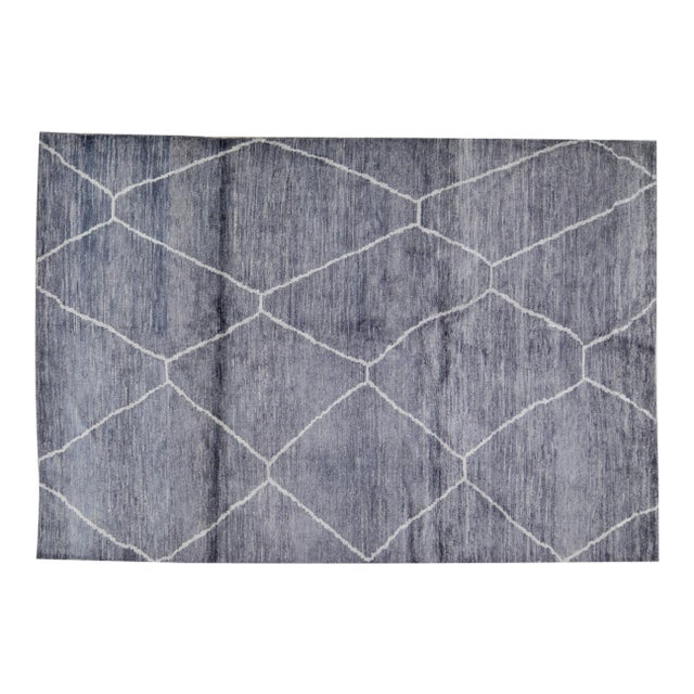 Moroccan Hand Knotted Beni Ourain Rug With Natural Colors and Soft Texture,6'8"x10' For Sale